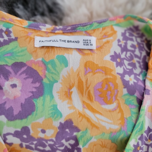 Faithfull The Brand La Colle Top Floral Summer Cropped Size XS - Picture 3 of 12